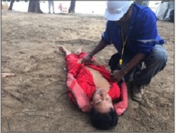 Fall to sea drill done at site